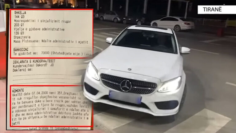 Policia Rrugore e Tiranës, përgjatë javës, janë vënë 11 442 masa administrative, për shkelje të ndryshme rrugore