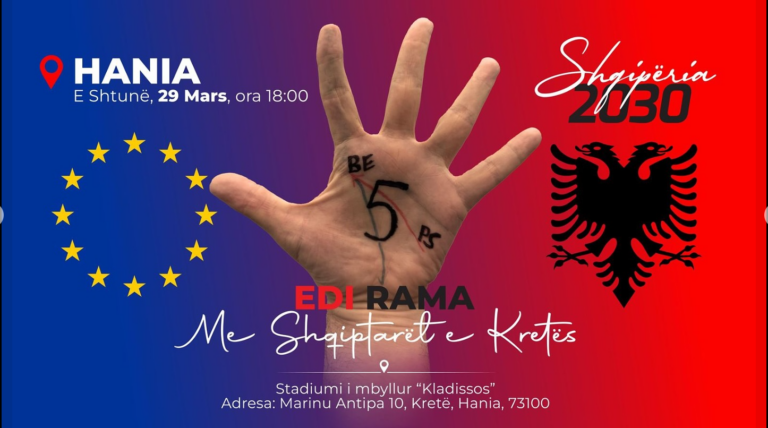 Këtë të shtunë Edi Rama takon shqiptarët e Kretës