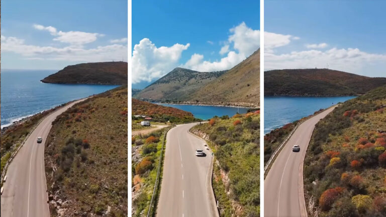 Rama uron mirëmëngjes me këtë peizazh të rrugës bregdetare të Qeparosë, një perlë e Rivierës Shqiptare