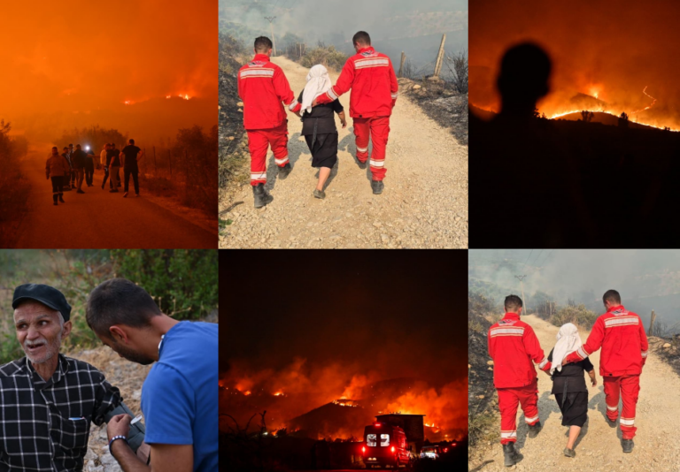 Foto sa 1000 fjalë, zjarrëfikësit dhe qytetarët në mes të flakëve