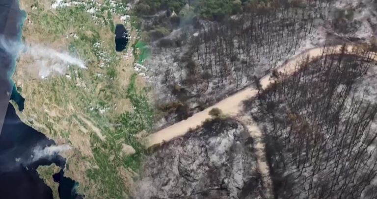 Sateliti i BE fotografoi pasojet e zjarreve mbi Delvinë dhe Gramsh