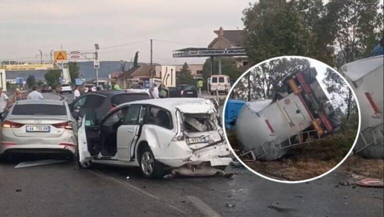 Përplasje e frikshme e disa mjeteve në aksin Fier-Lushnjë, raportohet për dy të plagosur