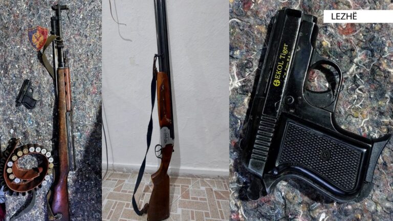 “Befasia” në Lezhë sekuestron 2 armë zjarri, 1 armë gjahu dhe municion luftarak, 35-vjeçari vihet në pranga