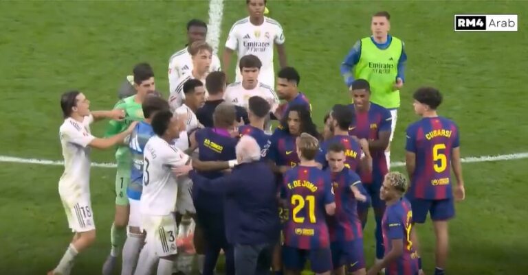 Sherr masiv pas El Clasicos mes Realit dhe Barcelonës, ndërhyn edhe policia (VIDEO)