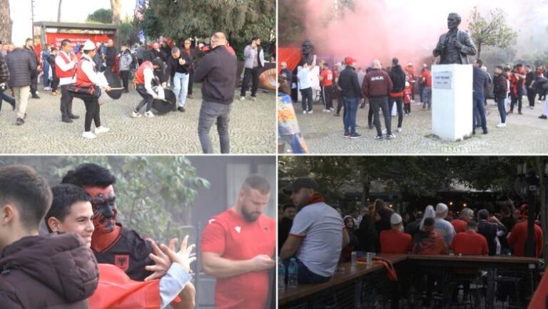 VIDEO/ Këngë patriotike dhe atmosferë e ndezur para sfidës me Anglinë, dueli një moment historik për Shqipërinë