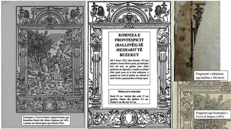 Frontespici i “Mesharit të Buzukut”, shërbesa që Prof. As. Dr Vinçens Marku i bën këtij monumenti të shqipshkrimit