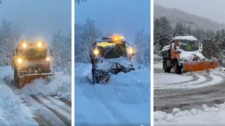 Reshjet nuk reshtin  por borëpastruesit garantojnë kalueshmëri të mjeteve me zinxhirë në aksin rrugor Qafë Thore  Theth