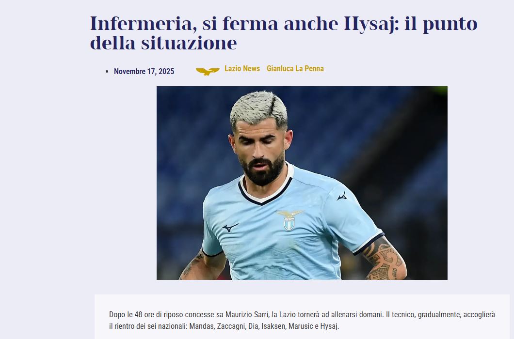 U dëmtua në Kombëtare  Hysaj humbet sfidën e radhës me Lazion