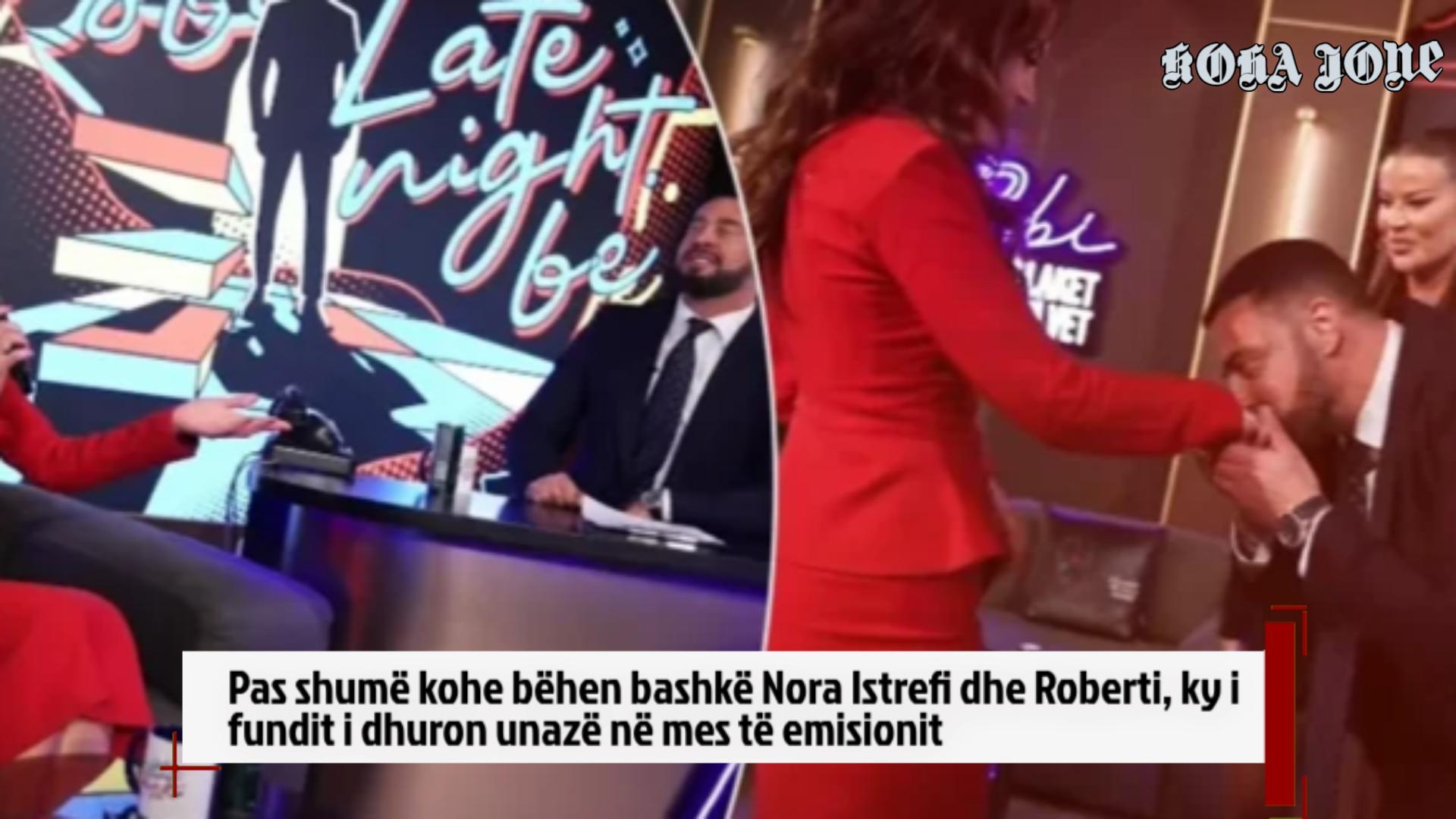 Pas shumë kohe bëhen bashkë Nora Istrefi dhe Roberti  ky i fundit i dhuron unazë në mes të emisionit