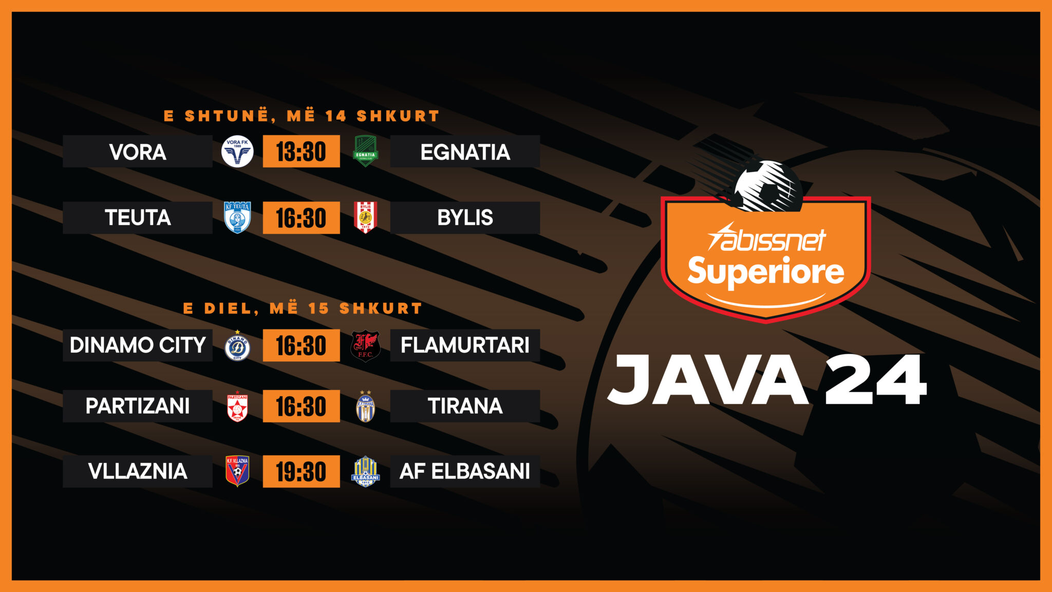 Abissnet Superiore  Derbi i kryeqytetit ndez javën e 24 t  Vllaznia Elbasani përballje direkte për vendin e parë