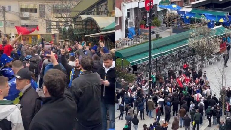VIDEO/ Festë e madhe në Prishtinë, tifozët në kor: Kosova është zemra e Shqipërisë