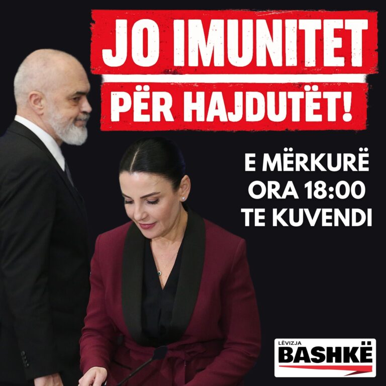 Lëvizja BASHKË thërret protestë, kërkon heqjen e imunitetit të Ballukut, dorëheqjen e Ramës dhe zgjedhje të parakohshme