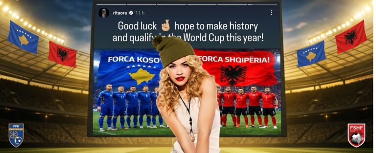Rita Ora në krah të kuqezinjve dhe “Dardanëve”, mesazh motivues para sfidave vendimtare