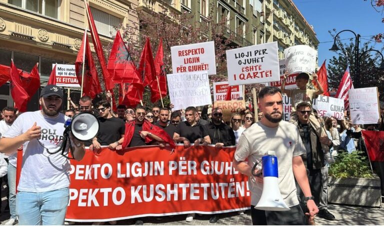Protestojnë për gjuhën shqipe, studentët shqiptarë mbushin rrugët në RMV. Kërkojnë dorëheqjen e dy ministrave