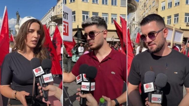 Protesta në Shkup, studentët shqiptarë: Gjuha shqipe është një e drejtë që na takon