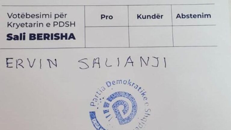 Demokratët shkruajnë emrin e Salianjit në fletën e votimit, ish-deputeti: Po braktisin farsën e uzurpimit nga Berisha