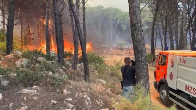 Bie zjarr, flakët afrohen pranë bizneseve në zonën turistike të Shëngjinit