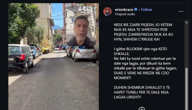 Deputeti Erion Braçe jep alarmin: Nëse bie zjarr, PIQESH! Zjarrfikësja nuk hyn dot në lagjen te “Margarita Tutulani”,….