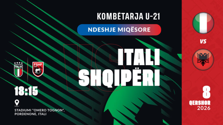 Kombëtarja U-21 zyrtarizon miqësore me Italinë, luhet më 8 qershor në Pordenone