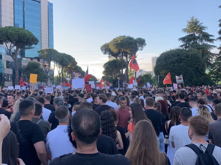 VIDEO/ Një minutë heshtje në protestë në nderim të policit të vrarë në Maliq