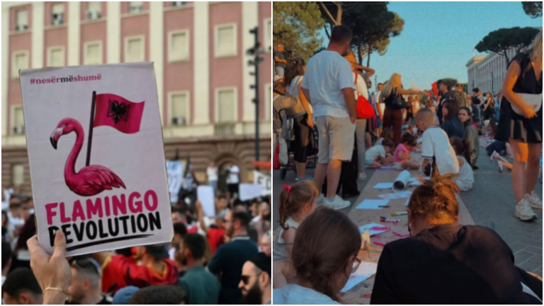 Prindërit kërkojnë revolucion, fëmijët i japin ngjyra protestës para Kryeministrisë