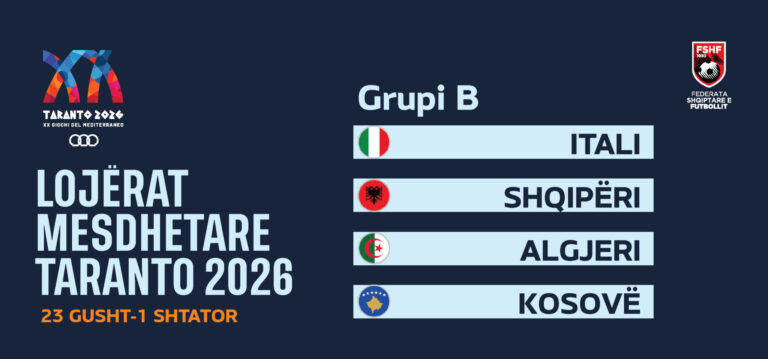 Kombëtarja U-21 do të marrë pjesë në Lojërat Mesdhetare “Taranto 2026”, mëson kundërshtarët në fazën e grupeve