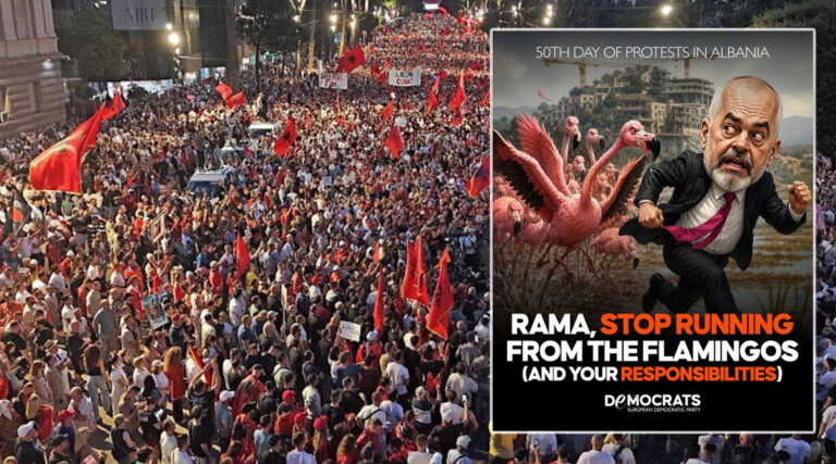 PDE: Për 50 ditë rresht, Revolucioni Flamingo i Shqipërisë ka vazhduar thirrjen e tij për dorëheqjen e Edi Ramës