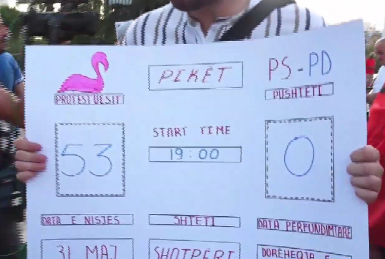 Aktivisti me pankartë të veçantë: Kemi triumfuar 53-0 ndaj pushtetit