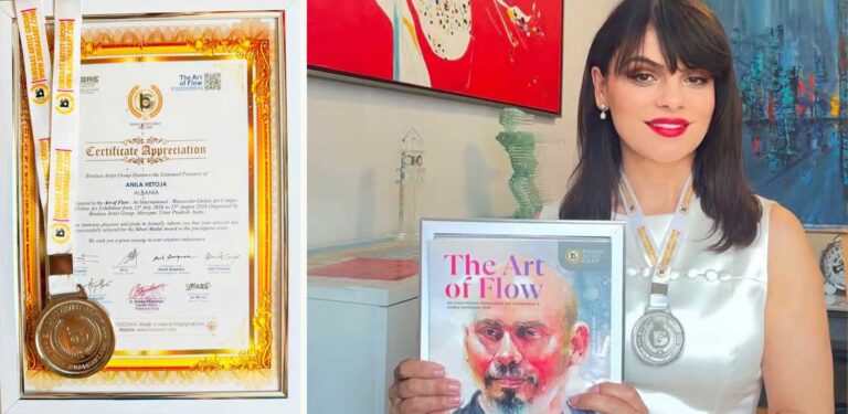 Anila Hetoja, shkodranja e ngjyrave të gjalla që triumfon në “The Art of Flow / International Watercolour Art Competition 2026”