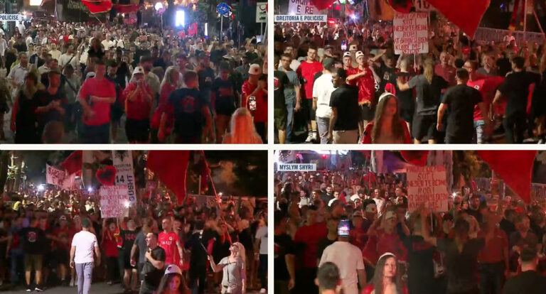 Marshimi nëpër Tiranë, epilogu i protestës së ditës 71, turma ndalen pranë Policisë së Tiranës: Arrestoni Ramën!