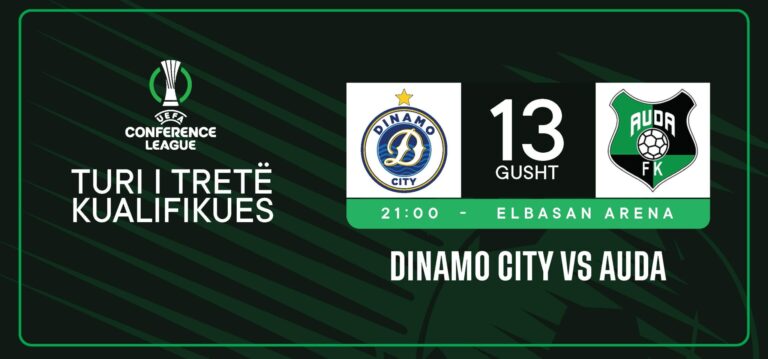 Conference League/ Dinamo City luan sot ndeshjen e kthimit ndaj Audës në “Elbasan Arena”