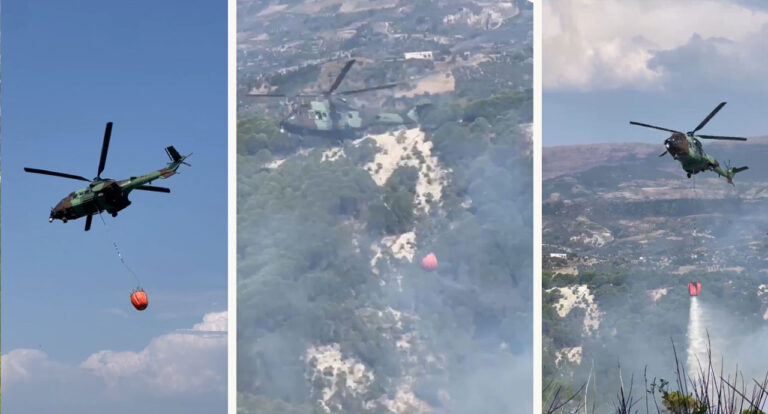 Përparon zjarri duke e bërë situatën kritike në Drenijë të Mallakastrës, nis ndërhyrja nga ajri me helikopterë