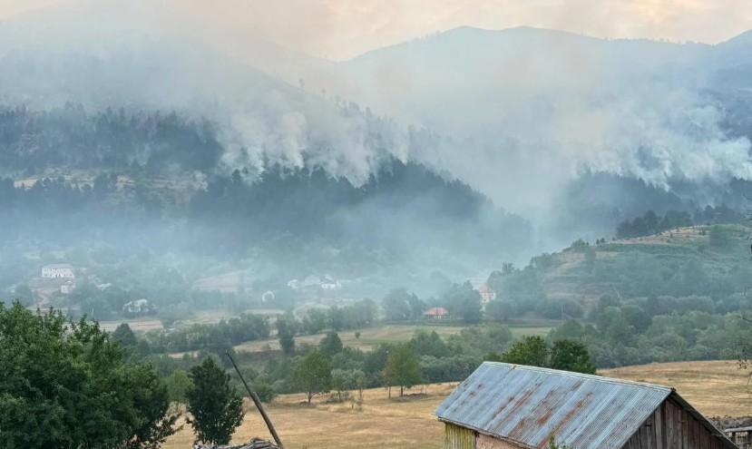 Nuk ndalen zjarret në Dibër  Flakët u afrohen banesave  Rreth 100 forca në terren  ndërhyhet edhe nga ajri