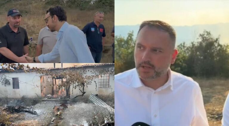 Beteja me flakët, ministrat Nufi dhe Karakaçi në terren: Situatë e rëndë në Gojan, por është nën kontroll
