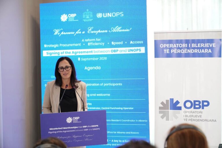 “Prokurojmë së bashku për Shqipërinë Evropiane”, Ibrahimaj: Firmosëm marrëveshjen mes Operatorit të Blerjeve të Përqendruara (OBP) dhe UNOPS