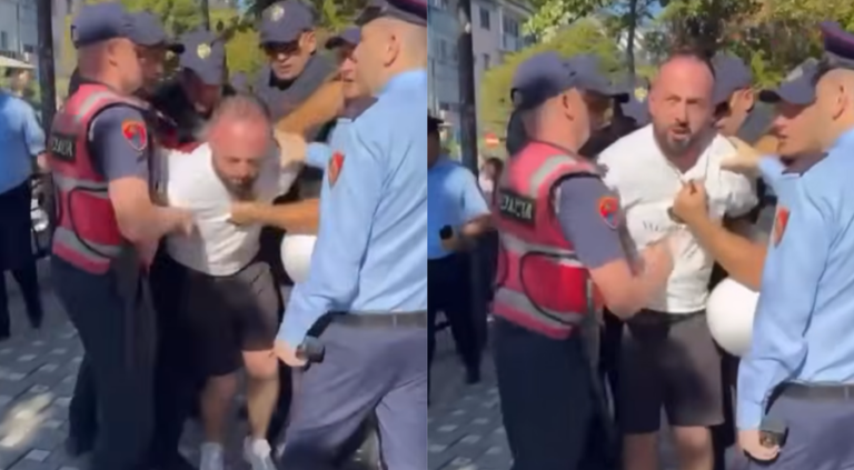 Goditi protestuesin me grusht, policia pezullon inspektorin