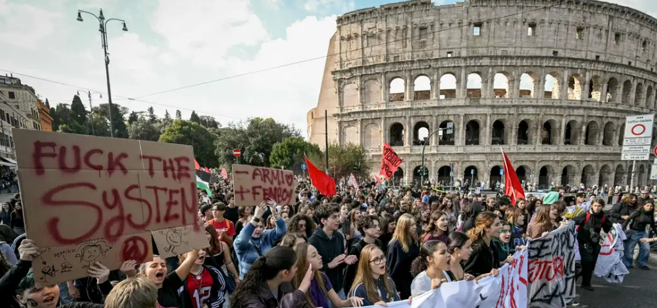 Qindra mijëra protestojnë kundër qeverisë italiane, Meloni