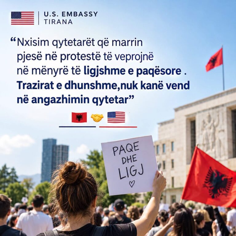 Shkëlqim Hajdari shpërndan mesazhin e Ambasadës Amerikane: Dhuna nuk ka vend në angazhimin qytetar