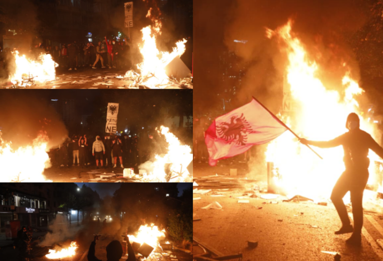 Rruga e Durrësit si arenë ”lufte”, protestuesit shkatërrojnë bizneset dhe vënë zjarre në rrugë