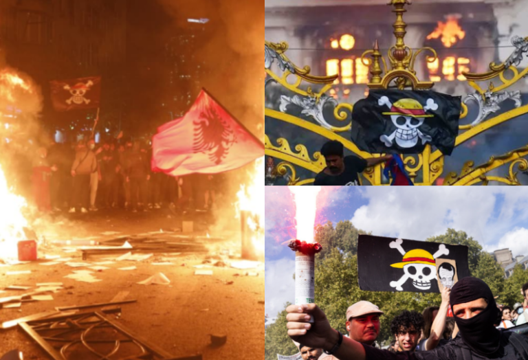 Nga Nepali në Tiranë/ Flamuri i “One Piece” kthehet në simbol të protestës dhe revoltës rinore