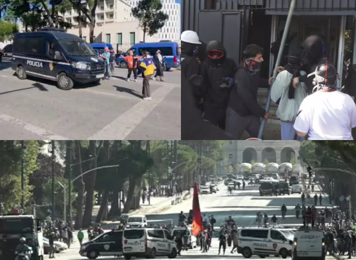 Flakë te Gjykata e Apelit, protestues-polici trazojnë Tiranën, shoqërime dhe përplasje