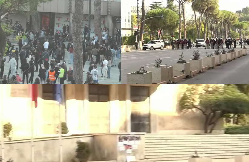 Rikthehen trazirat, gurë dhe gaz në qendër të Tiranës. Protestuesit rikthehen te Kryeministria