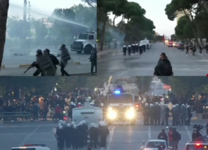 Pas valleve rinisin trazirat në Tiranë, Policia i mbyt me gaz lotsjellës sapo u hodhën gurë mbi ta
