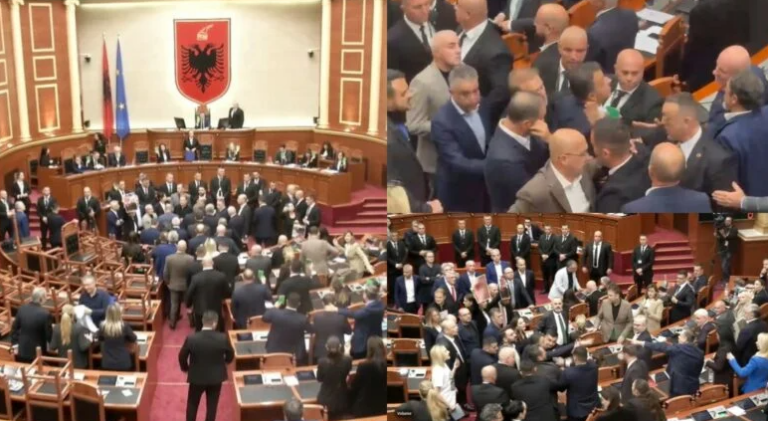 1 orë kaos dhe sherr në Parlament, deputetët në përplasje fizike. Berisha ”dirigjoi” nga vendi
