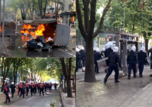 FOTO/ Trazira dhe flakë në zonën e Bllok-ut! Policia si ushtri përndjek protestuesit