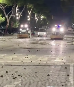 Pas protestës studentore, Tirana nis pastrimin e qytetit, Balla ndan pamje nga terreni